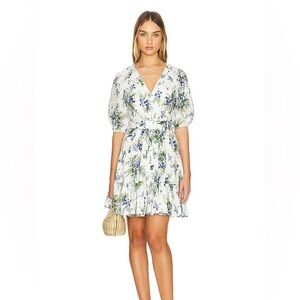 Veronica Beard Floral Blue and White Dress